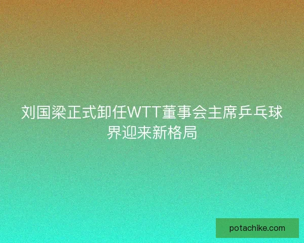 刘国梁正式卸任WTT董事会主席乒乓球界迎来新格局