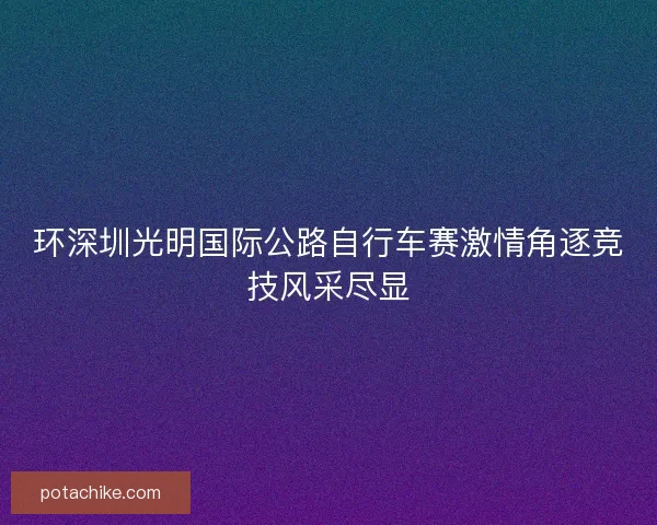 环深圳光明国际公路自行车赛激情角逐竞技风采尽显