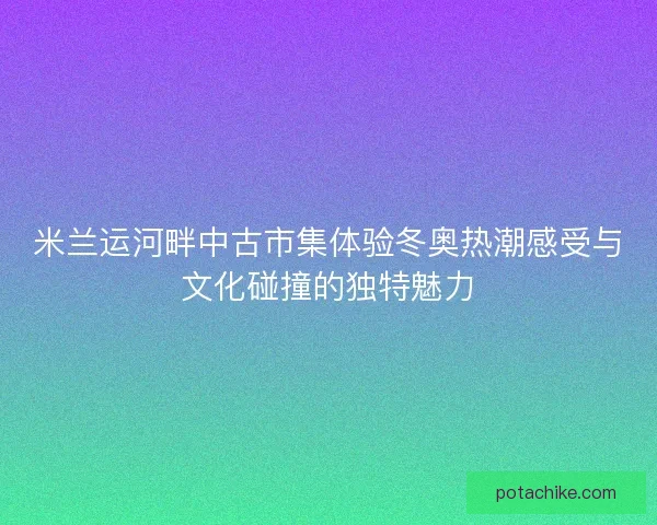 米兰运河畔中古市集体验冬奥热潮感受与文化碰撞的独特魅力 米兰运河畔中古市集体验冬奥热潮感受与文化碰撞的独特魅力