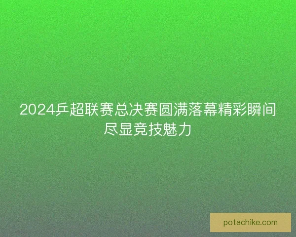 2024乒超联赛总决赛圆满落幕精彩瞬间尽显竞技魅力 2024乒超联赛总决赛圆满落幕精彩瞬间尽显竞技魅力